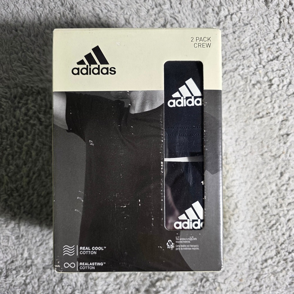 Adidas 2 Pack Men's‎ Active Flex Cotton Crew Neck T-shirt Tee Black XXL 2X NEW